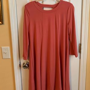 Terra cotta scoop back dress.